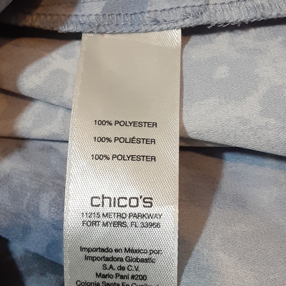 Chico's Womens Large Top Cool Ocelet Jody Blue Print Popover Tunic - Picture 9 of 10